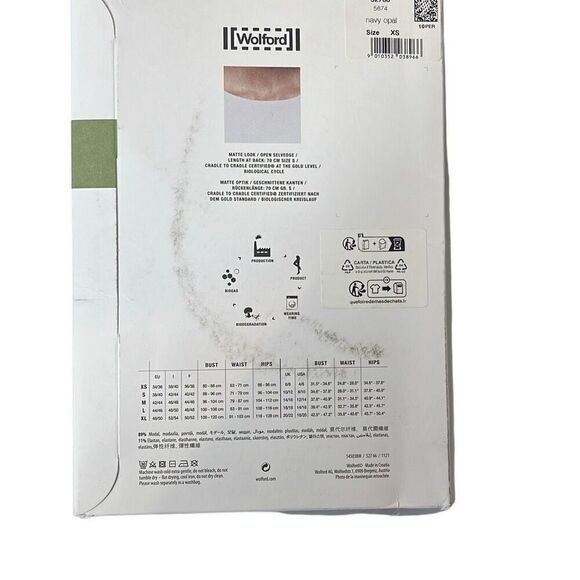 Wolford Aurora Pure Top Long Sleeves Navy Opal NWT XS - Picture 10 of 11